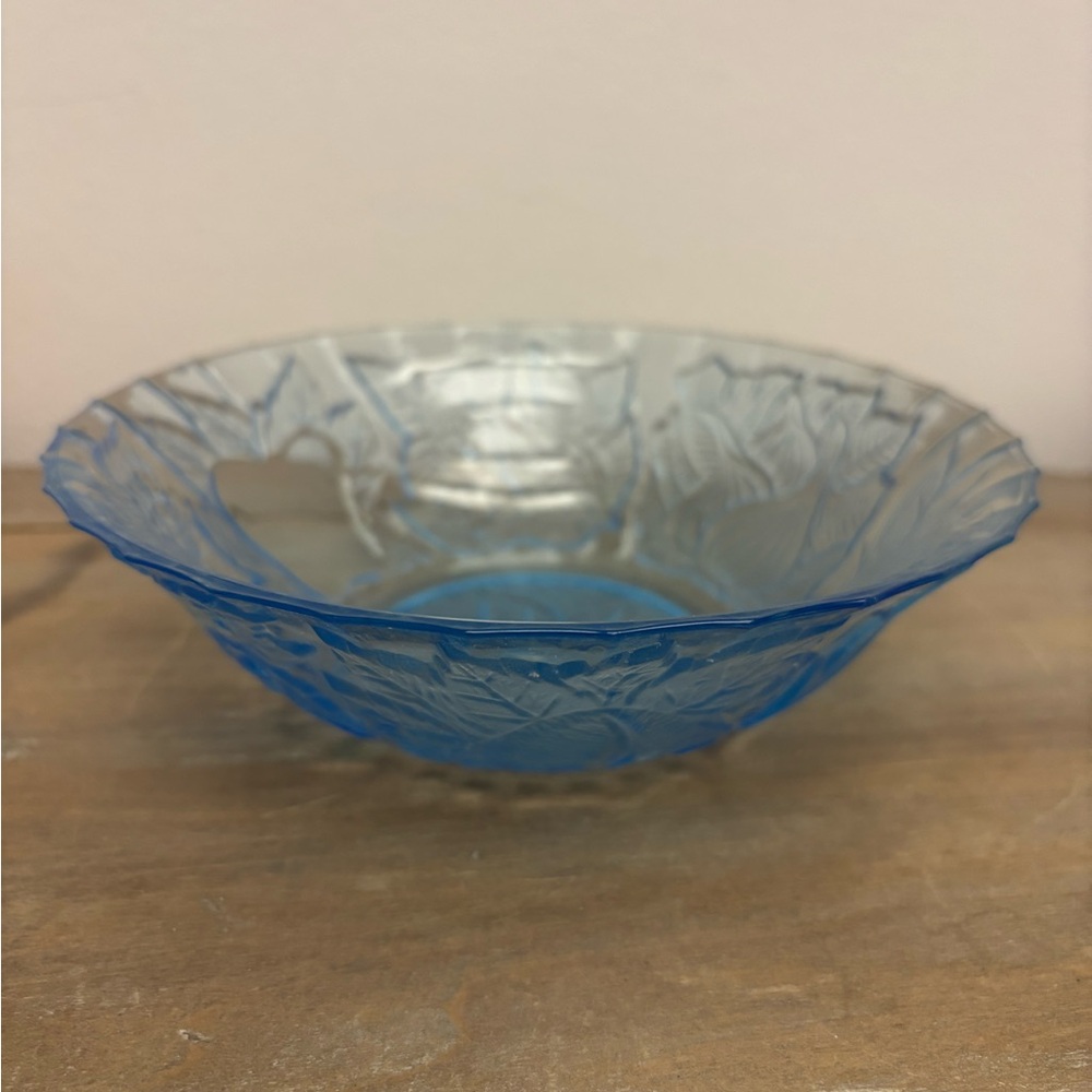 Vintage Light Blue Glass KIG Indonesia Robbia Bowl